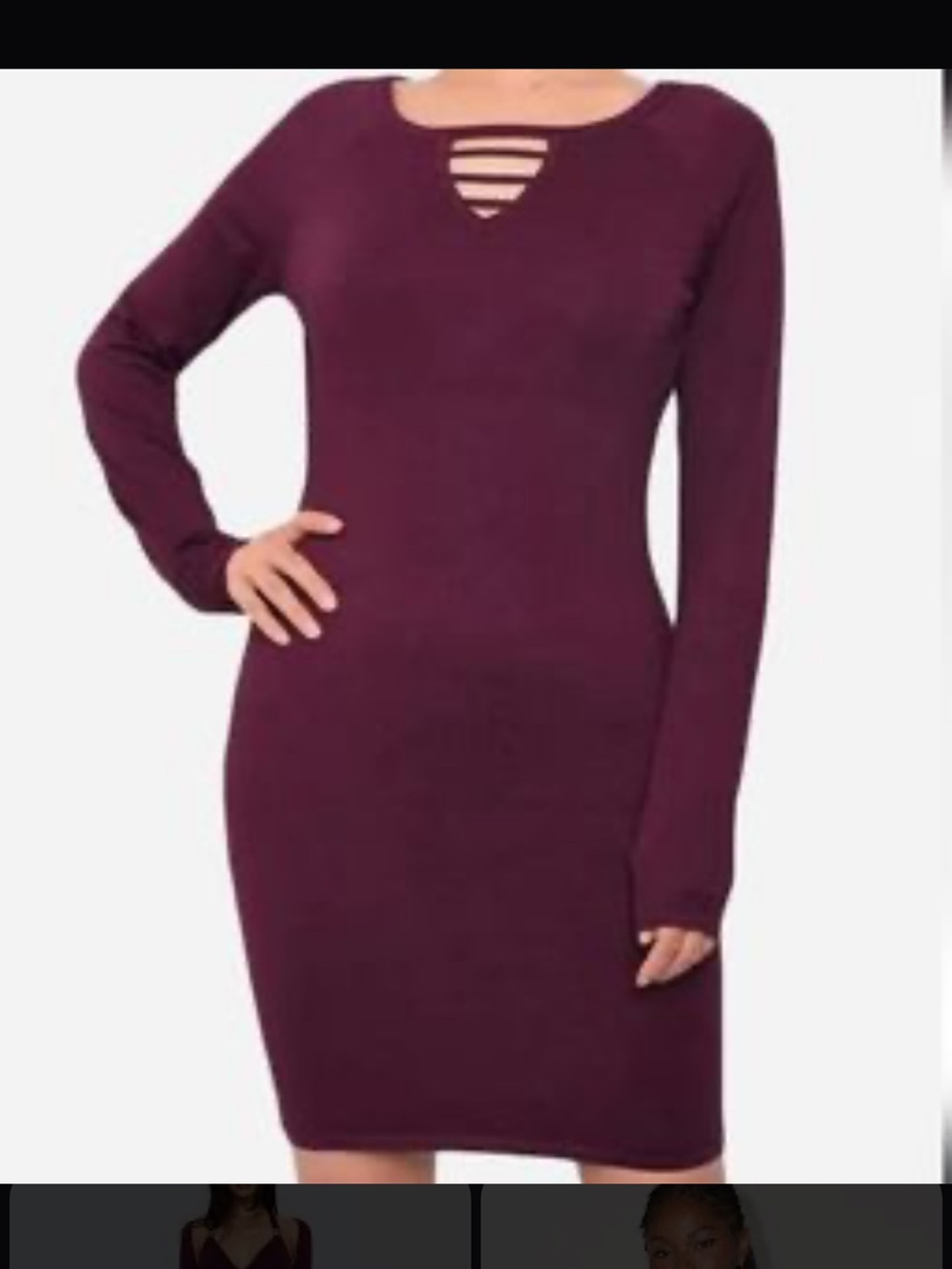 Never Worn! Planet Gold Long Sleeve Bodycon Dress in Burgundy - Picture 4 of 4